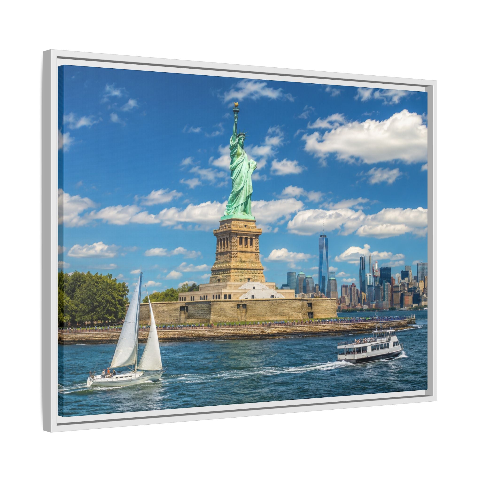 Statue of Liberty Matte Framed Canvas Print — New York City Landmark Wall Art