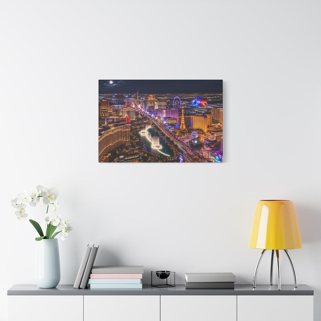 Las Vegas Strip Nightscape Matte Canvas Print — Stunning Vibrant Art