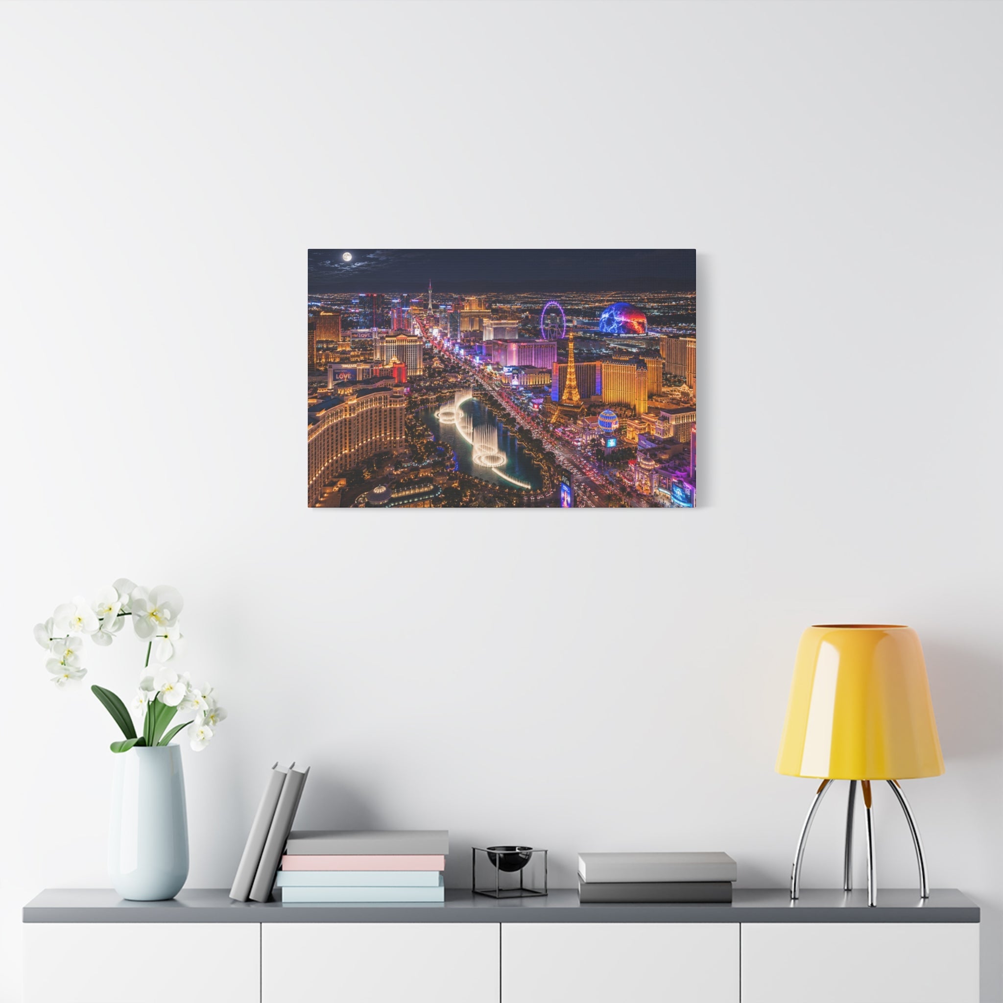 Las Vegas Strip Nightscape Matte Canvas Print — Stunning Vibrant Art