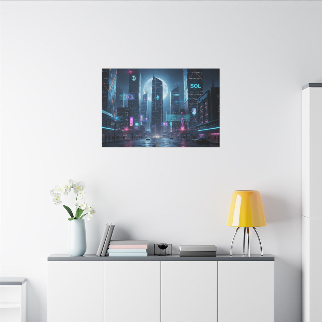 Cybercity Neon Canvas Print — Futuristic Nightscape Wall Art