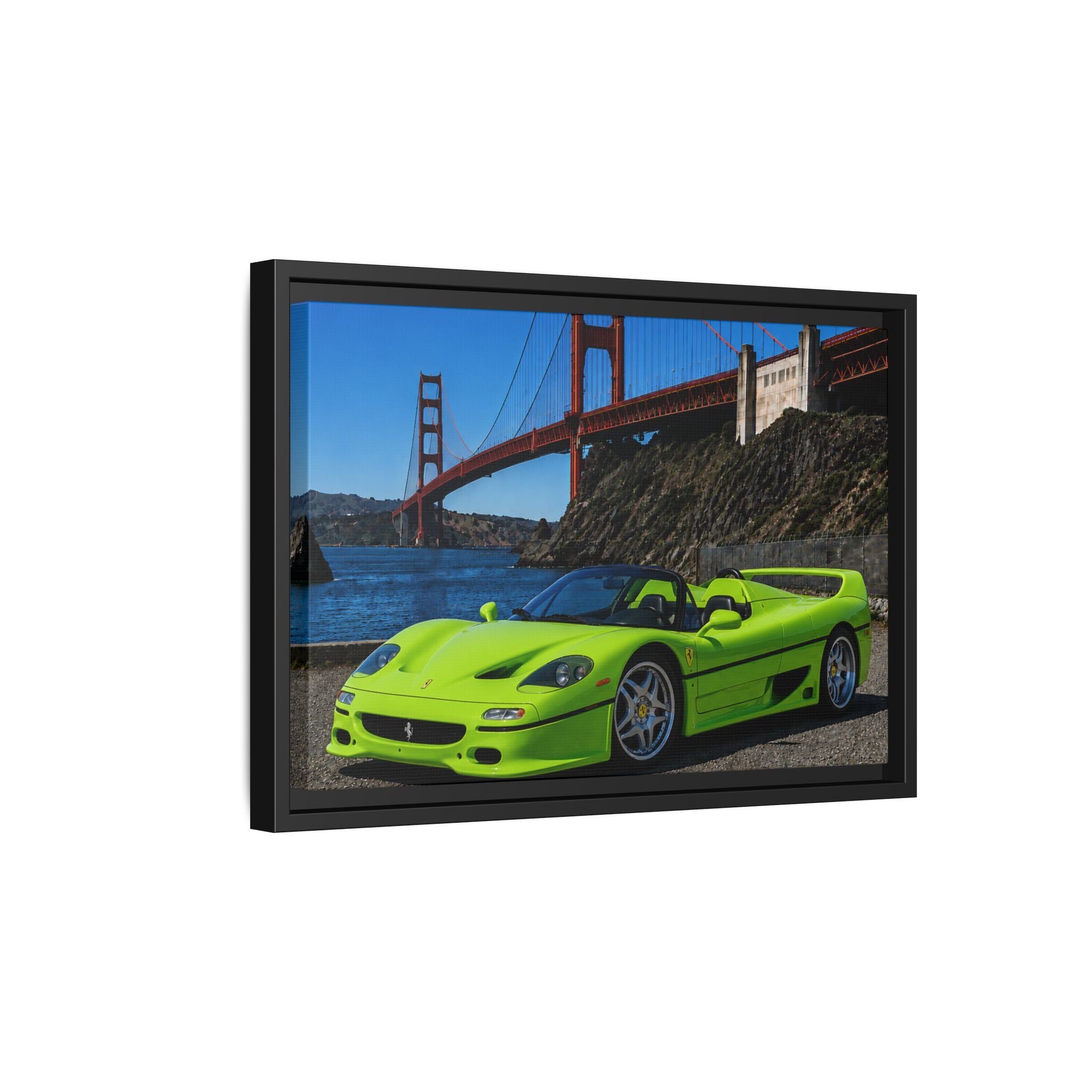 Ferrari F50 1995 — At Golden Gate Bridge - Framed Canvas Art - Stunning
