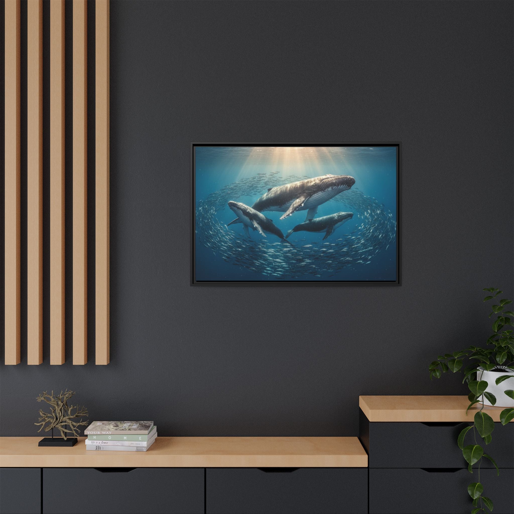 Whale Family Canvas Wall Art - Framed - Stunning