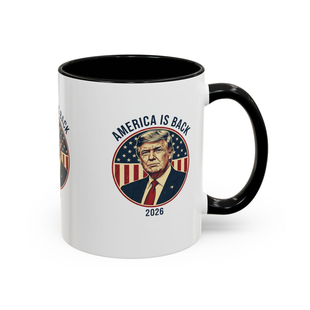 America Is Back 2026 Accent Coffee Mug — Patriotic Trump Campaign Ceramic Mug