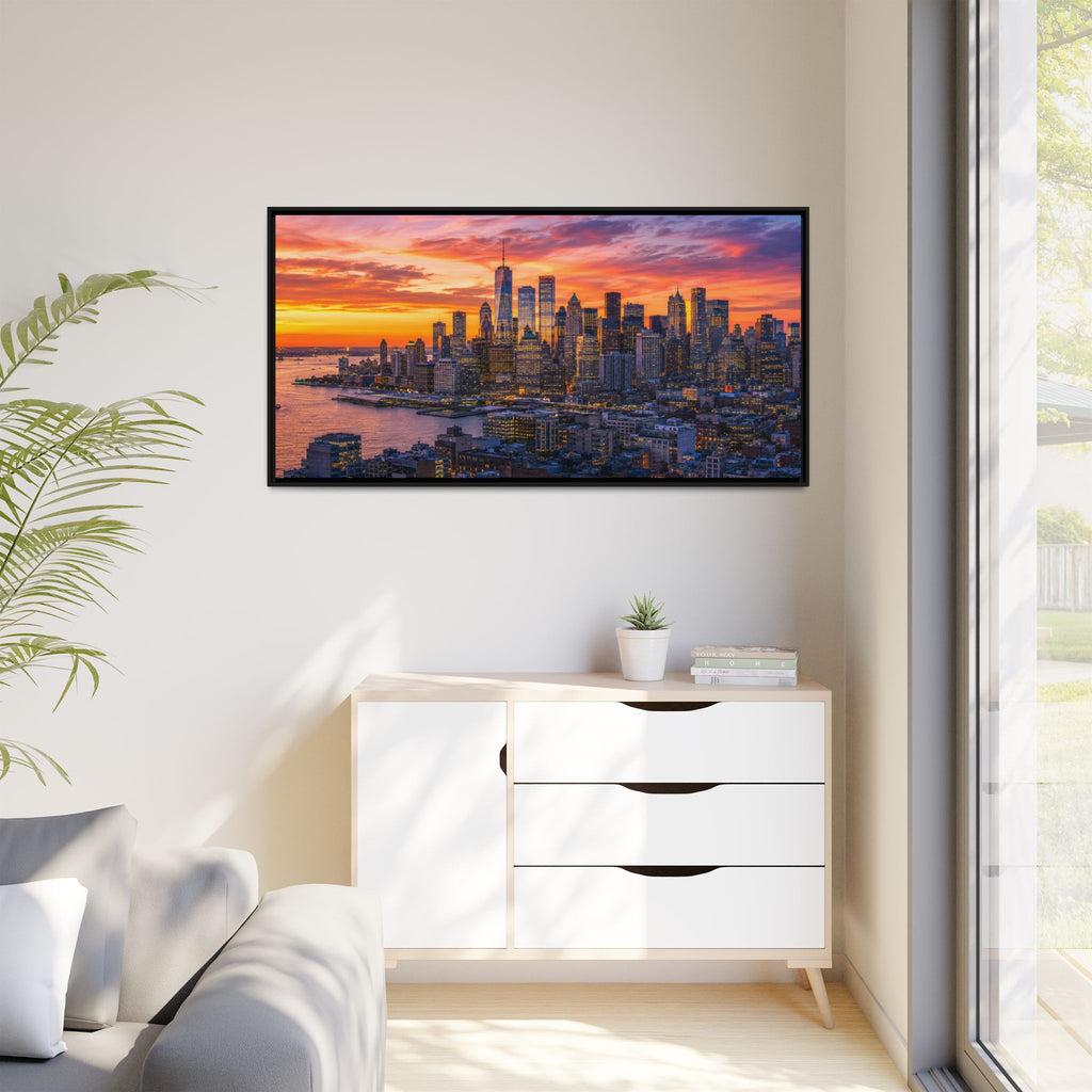 New York City Stunning — Vibrant Skyline Sunset Canvas Wall Art