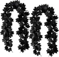 2 Pcs Black Maple Leaf Garland, Artificial Fall Leaf Vines For Halloween