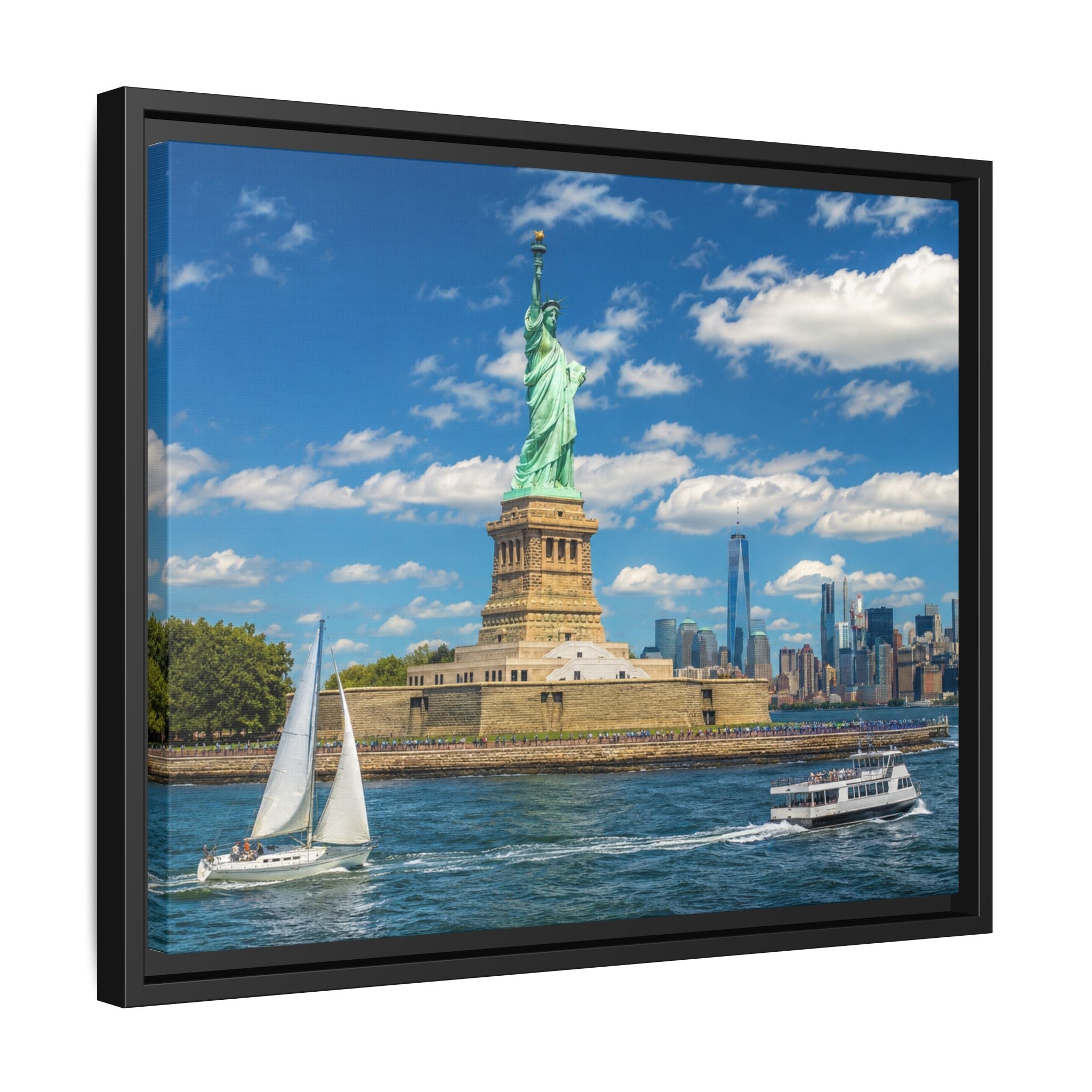 Statue of Liberty Matte Framed Canvas Print — New York City Landmark Wall Art