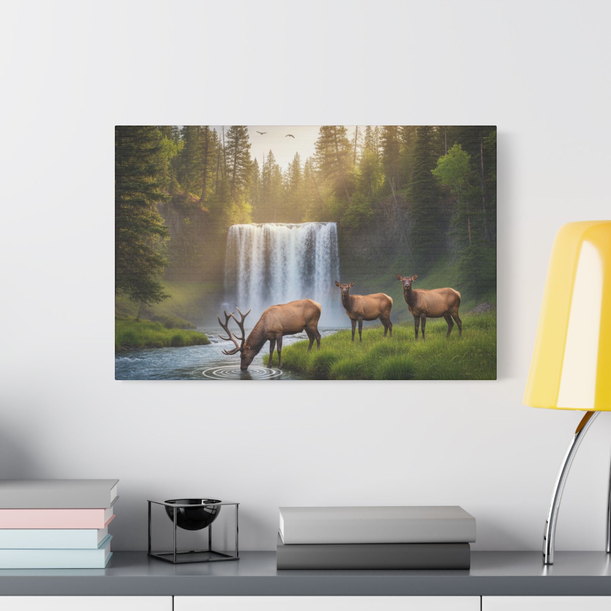 Waterfall Elk Canvas