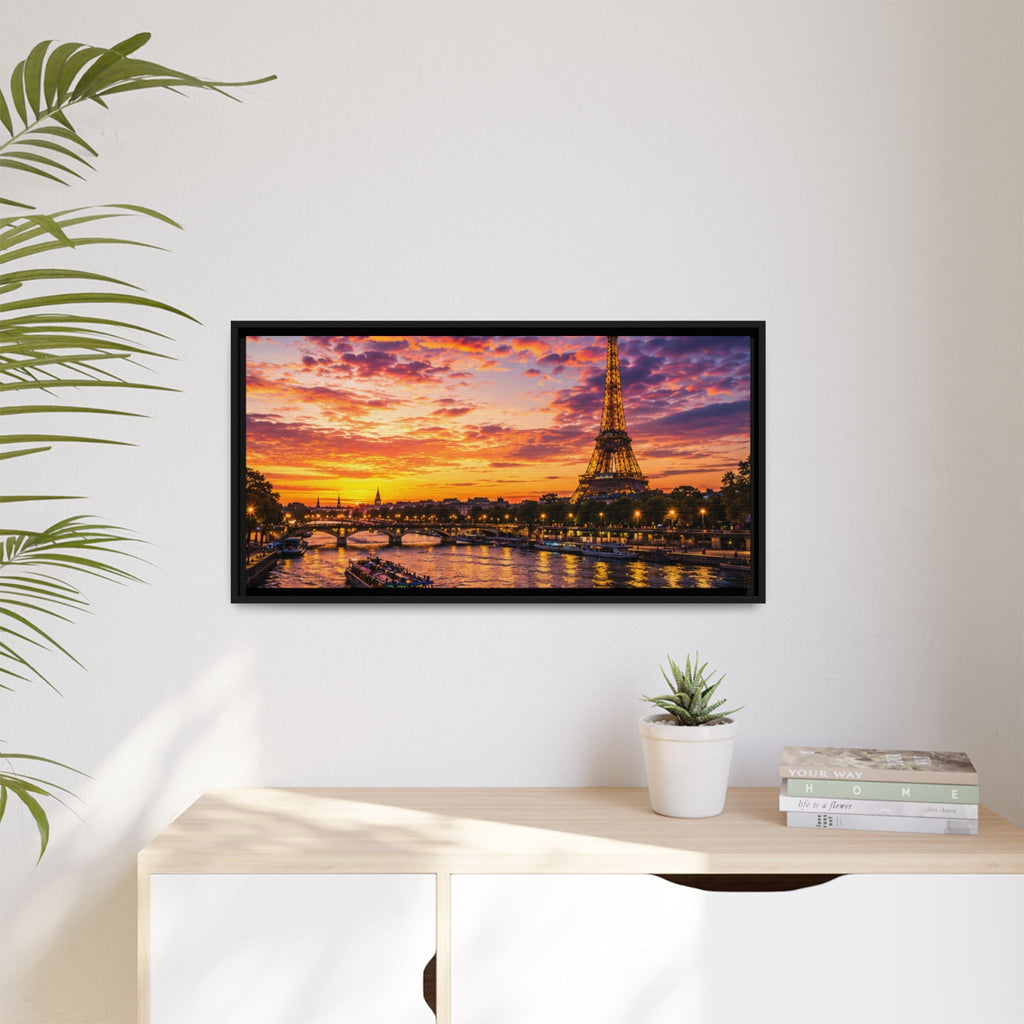Paris Sunset Matte Canvas Wall Art - Framed - Stunning Picture