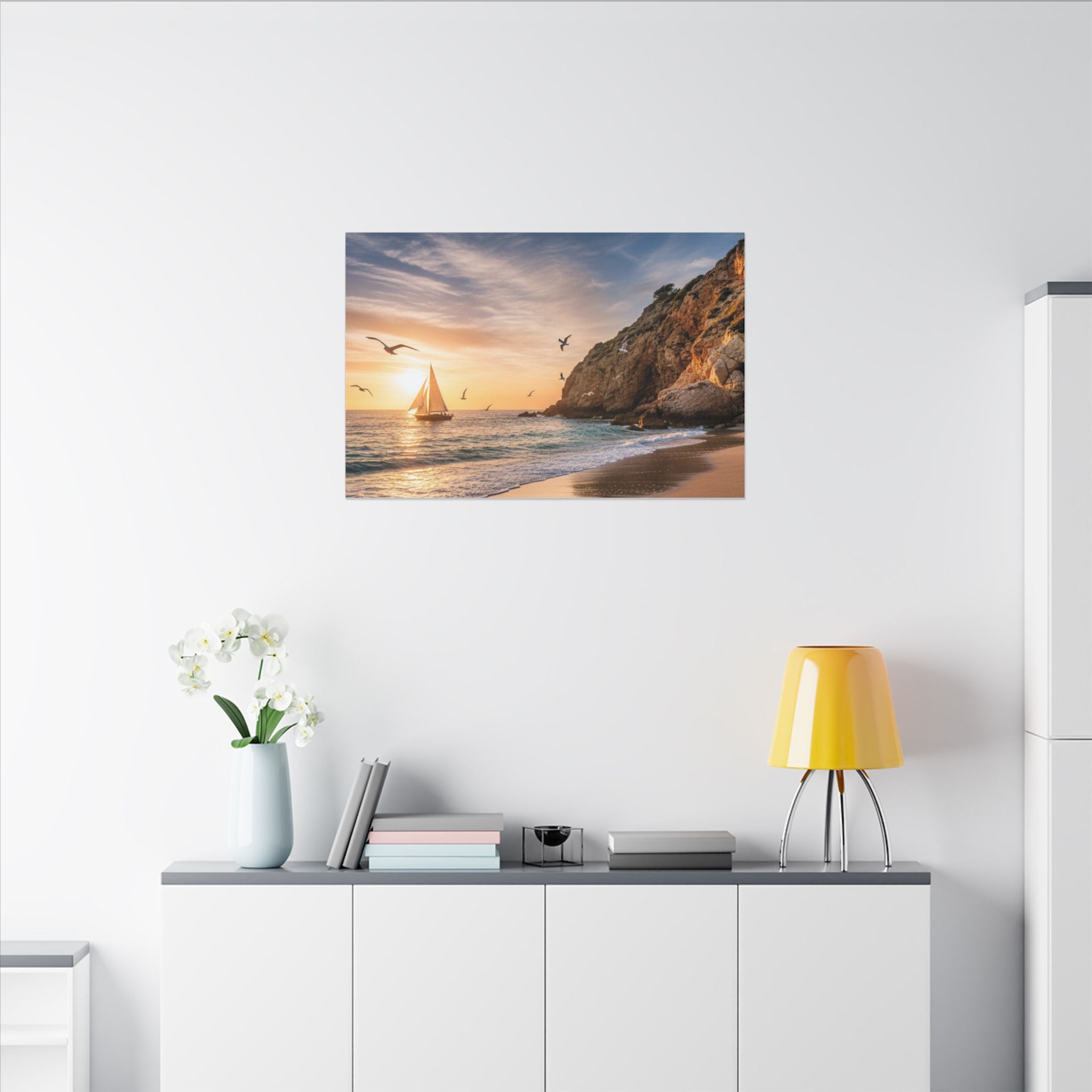 Seaside Sunset Sail Canvas