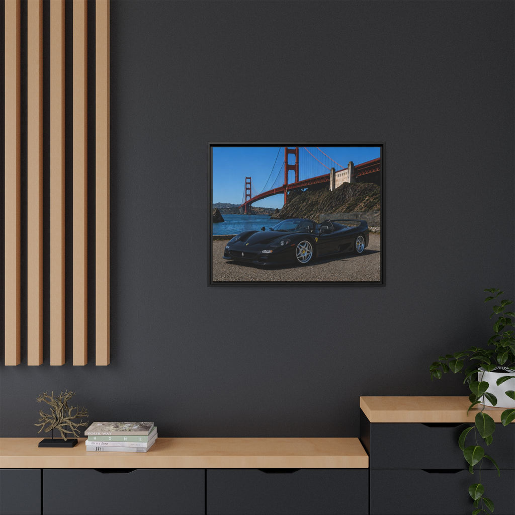 Ferrari F50 1995 — By The Golden Gate Bridge - Framed Canvas Matte Print