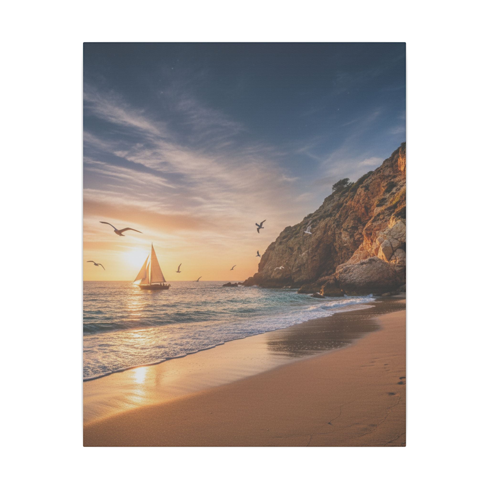 Seaside Sunset Sail Canvas