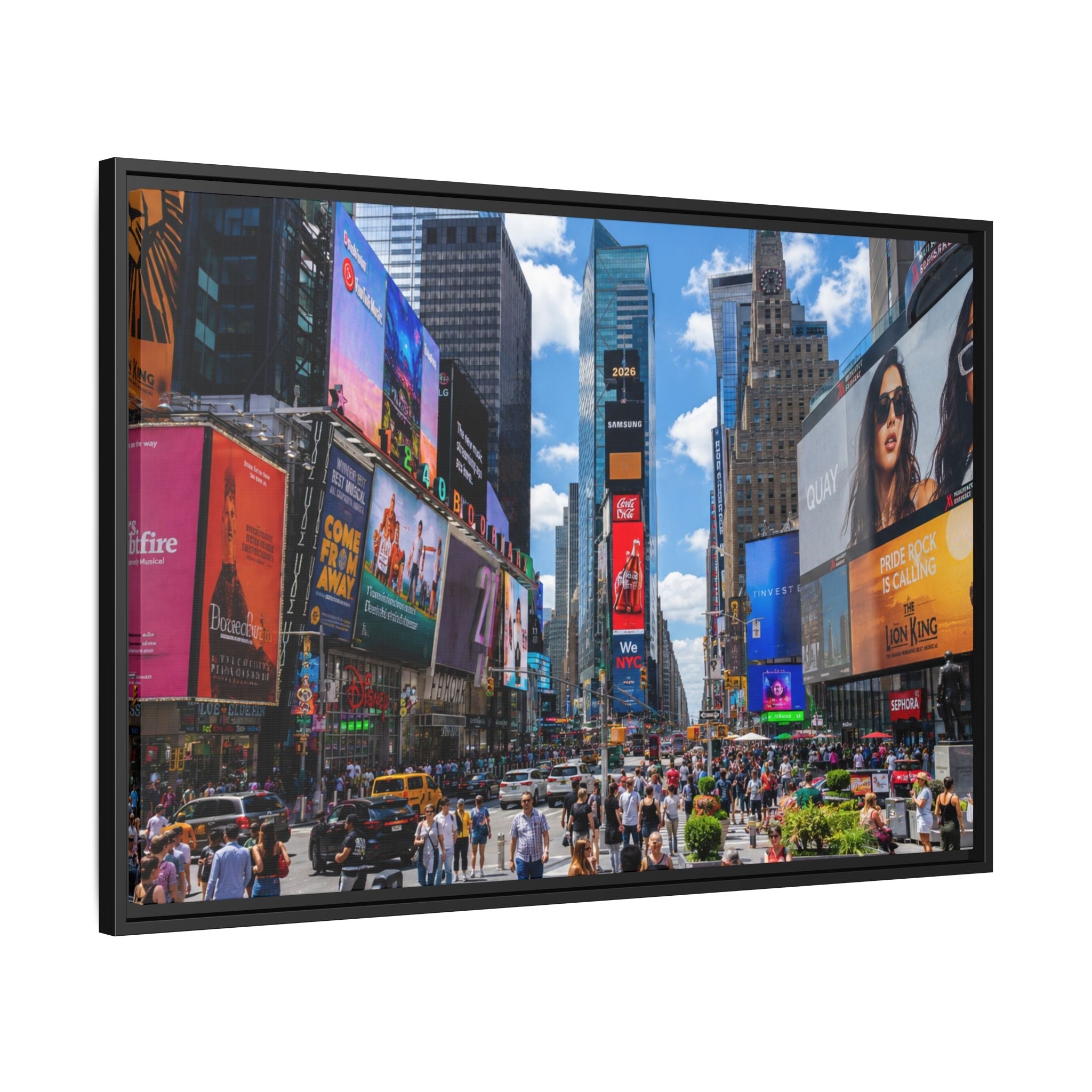 Times Square New York Matte Canvas Framed Wall Art — Vibrant Cityscape Photography