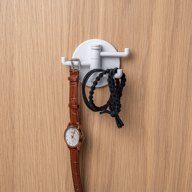 Adhesive 180-Degree Rotating 4-Hook Towel Rack