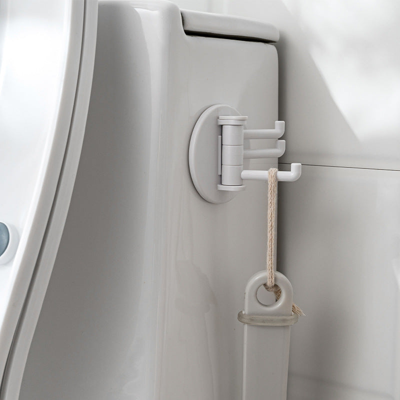 Adhesive 180-Degree Rotating 4-Hook Towel Rack
