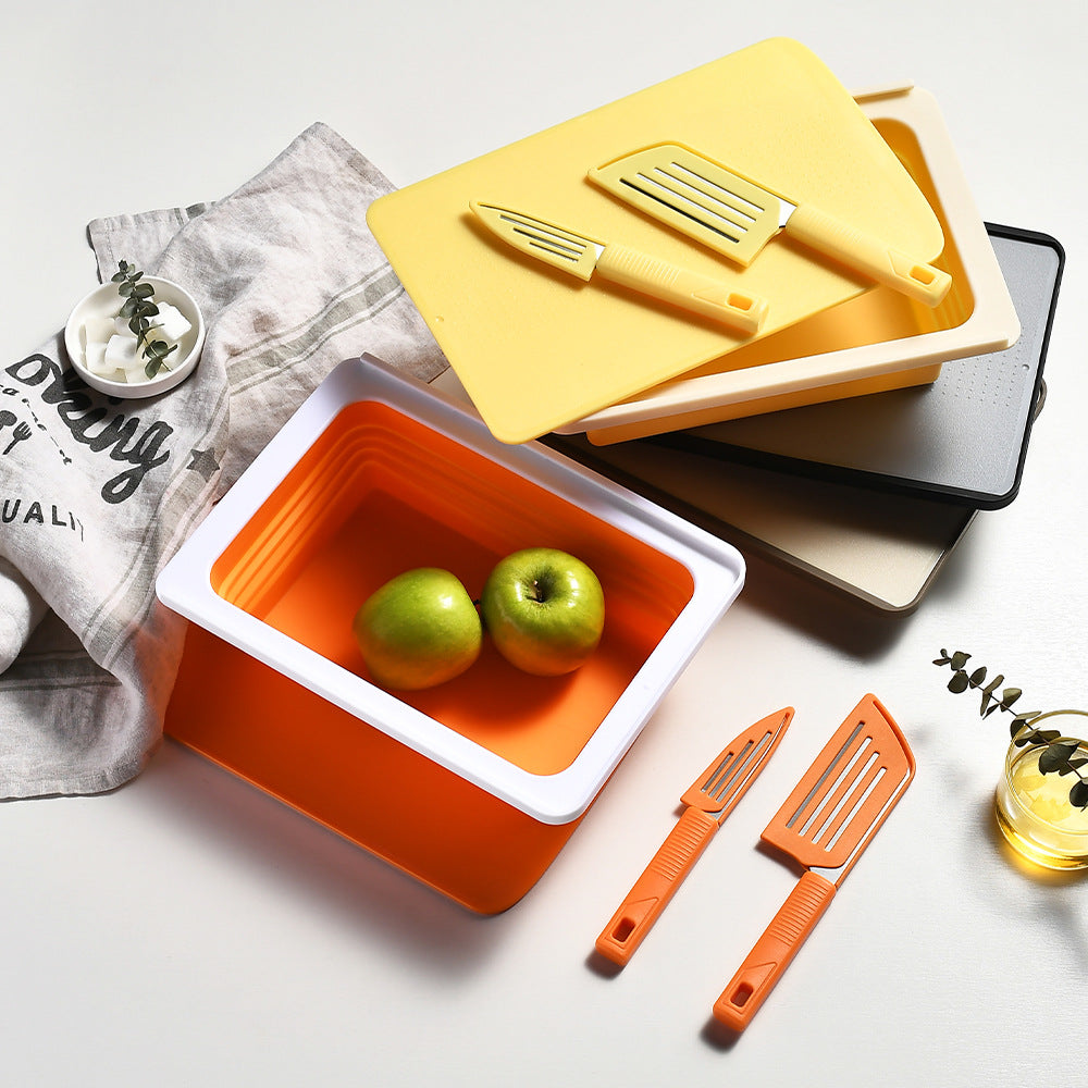 Foldable Silicone Drain Basket Cutting Board