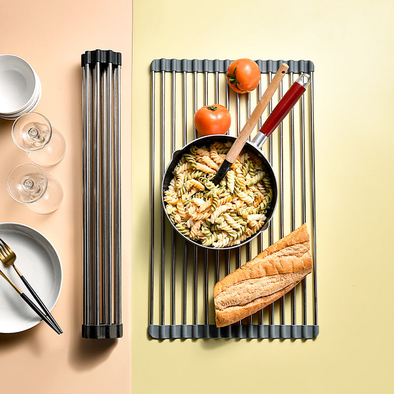 Steel Roll-Up Dish Drying Rack