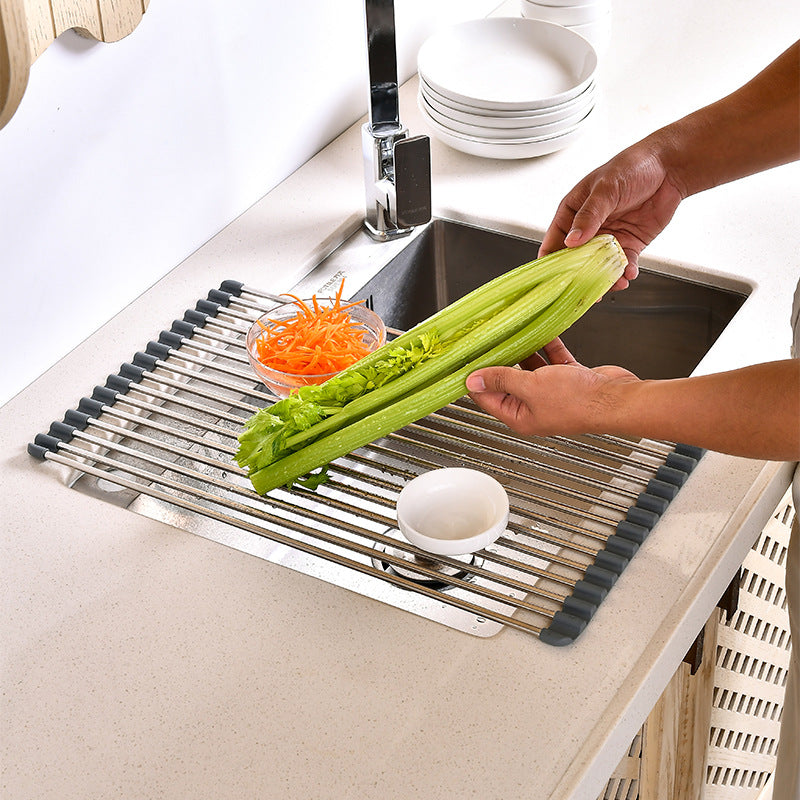 Steel Roll-Up Dish Drying Rack
