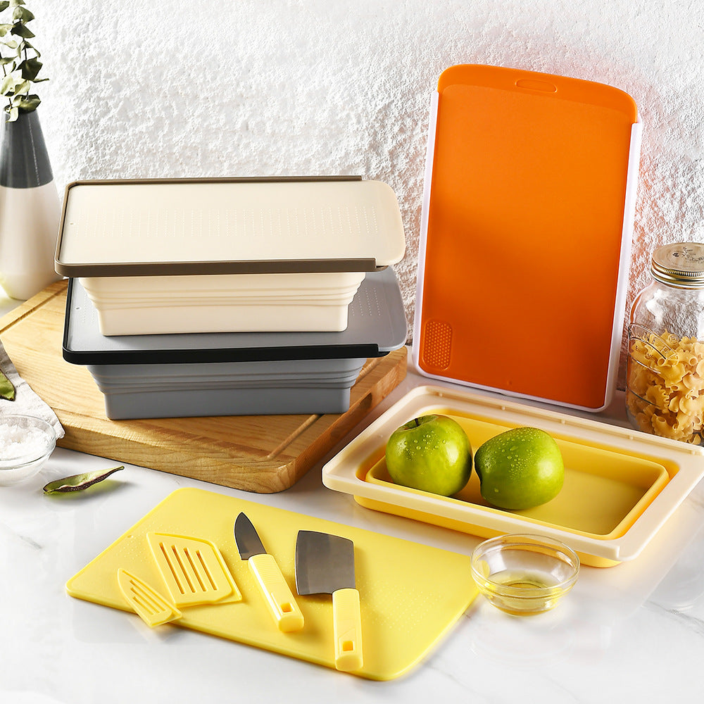 Foldable Silicone Drain Basket Cutting Board
