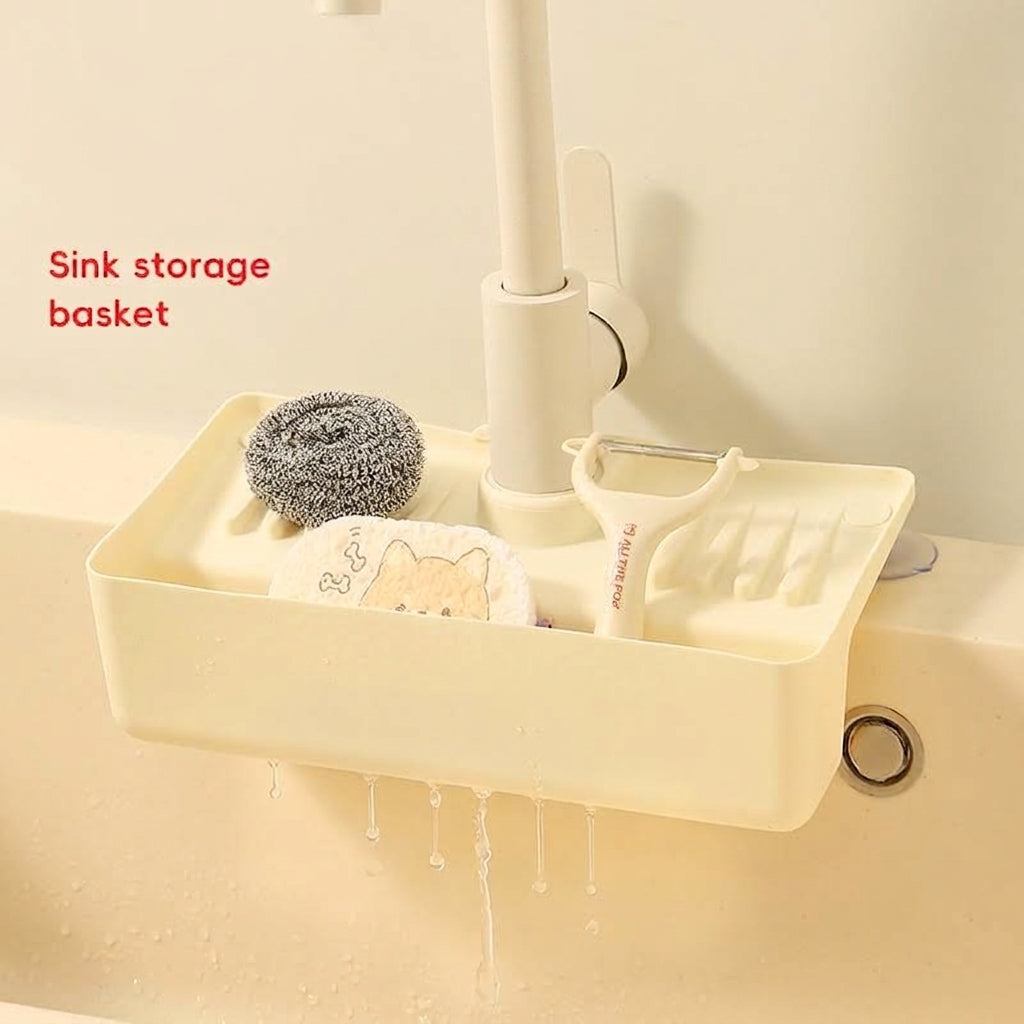 Silicone Kitchen Sink Sponge Caddy with Drain Slots