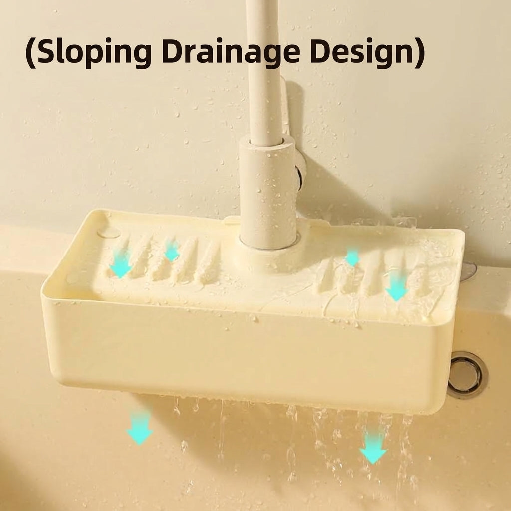 Silicone Kitchen Sink Sponge Caddy with Drain Slots