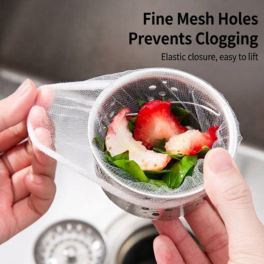 Disposable Kitchen Mesh Drain Bags, 100-Pack
