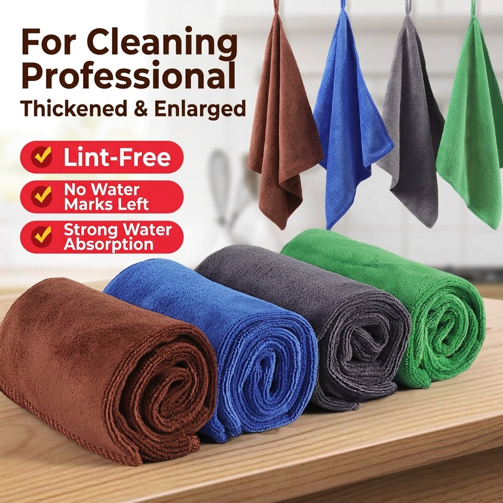 Reusable Streak-Free Microfiber Cleaning Cloths, 10-Pack