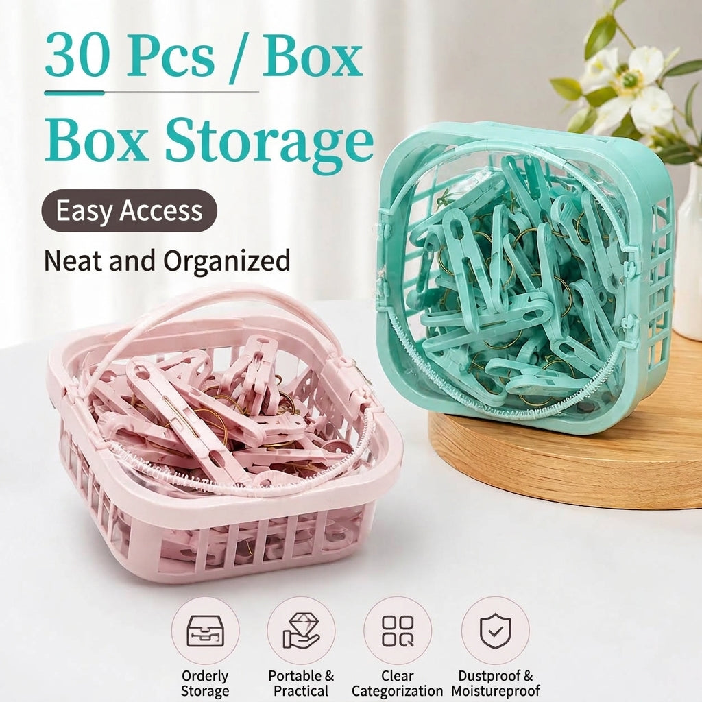 Clothespins Set with Storage Basket