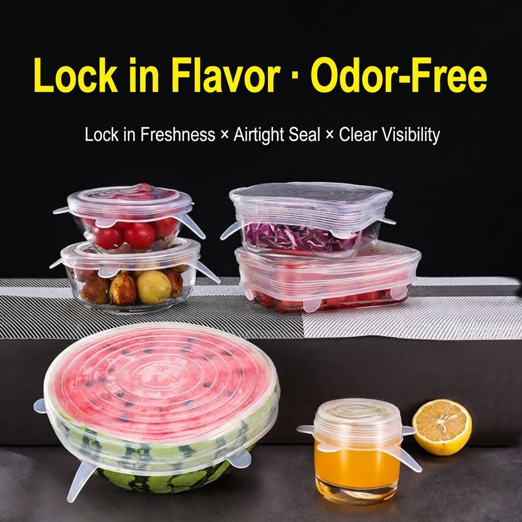 Reusable Silicone Stretch Food Covers, 12-Piece Set
