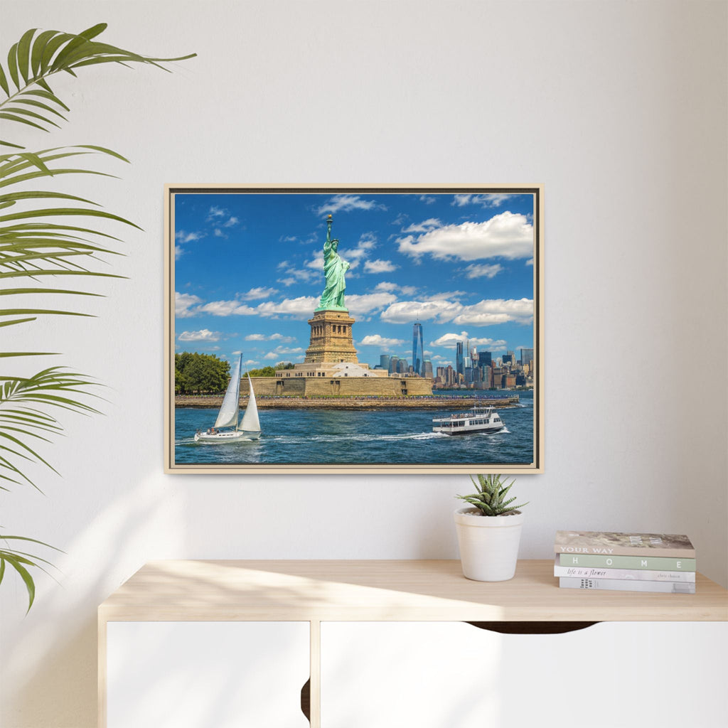 Statue of Liberty Matte Framed Canvas Print — New York City Landmark Wall Art