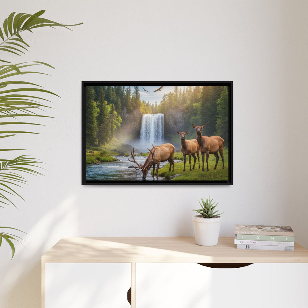 Elk Forest Landscape Wall Art - Eagles Flying - Stunning