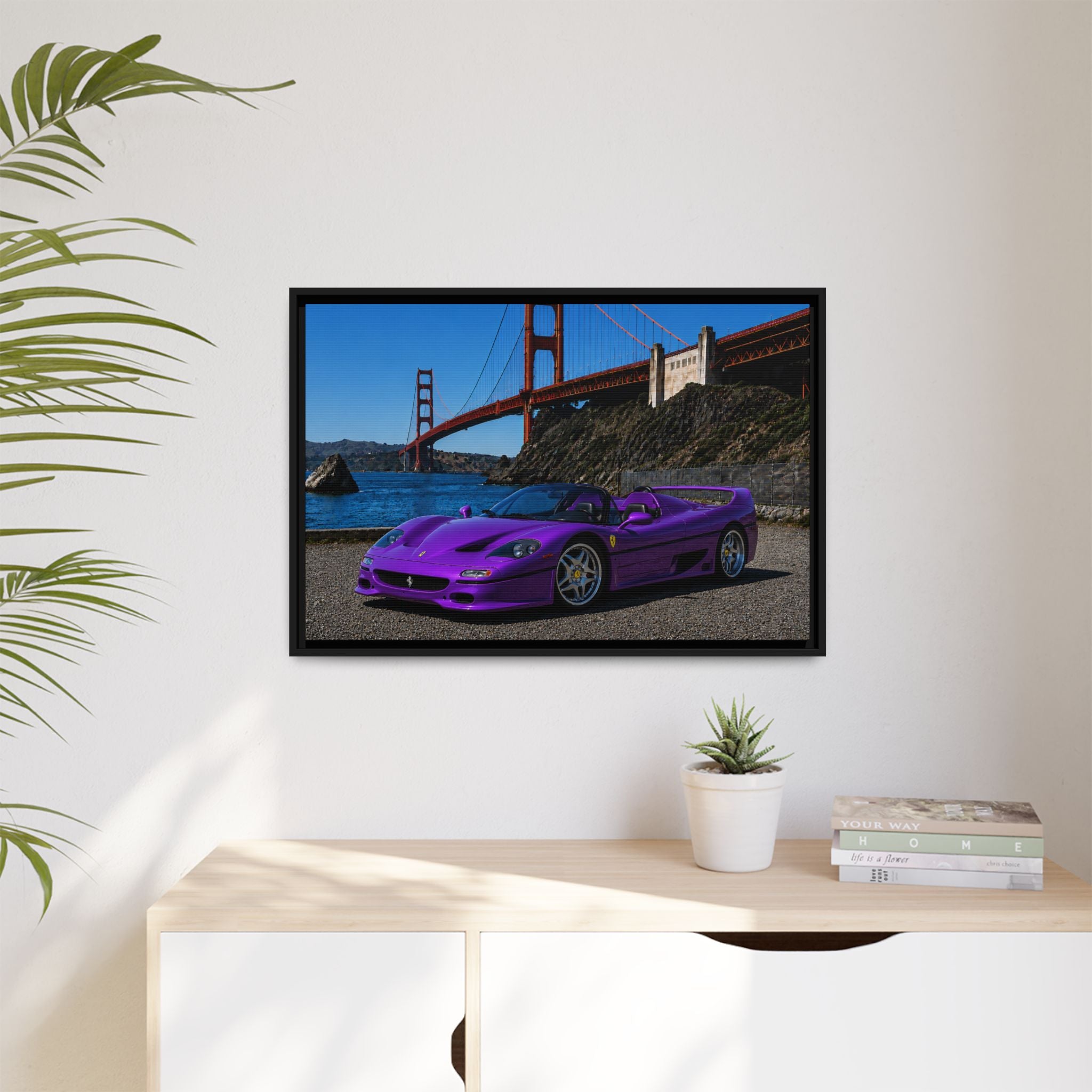 Ferrari F50 1995 — Stunning Canvas Print - At Golden Gate Bridge