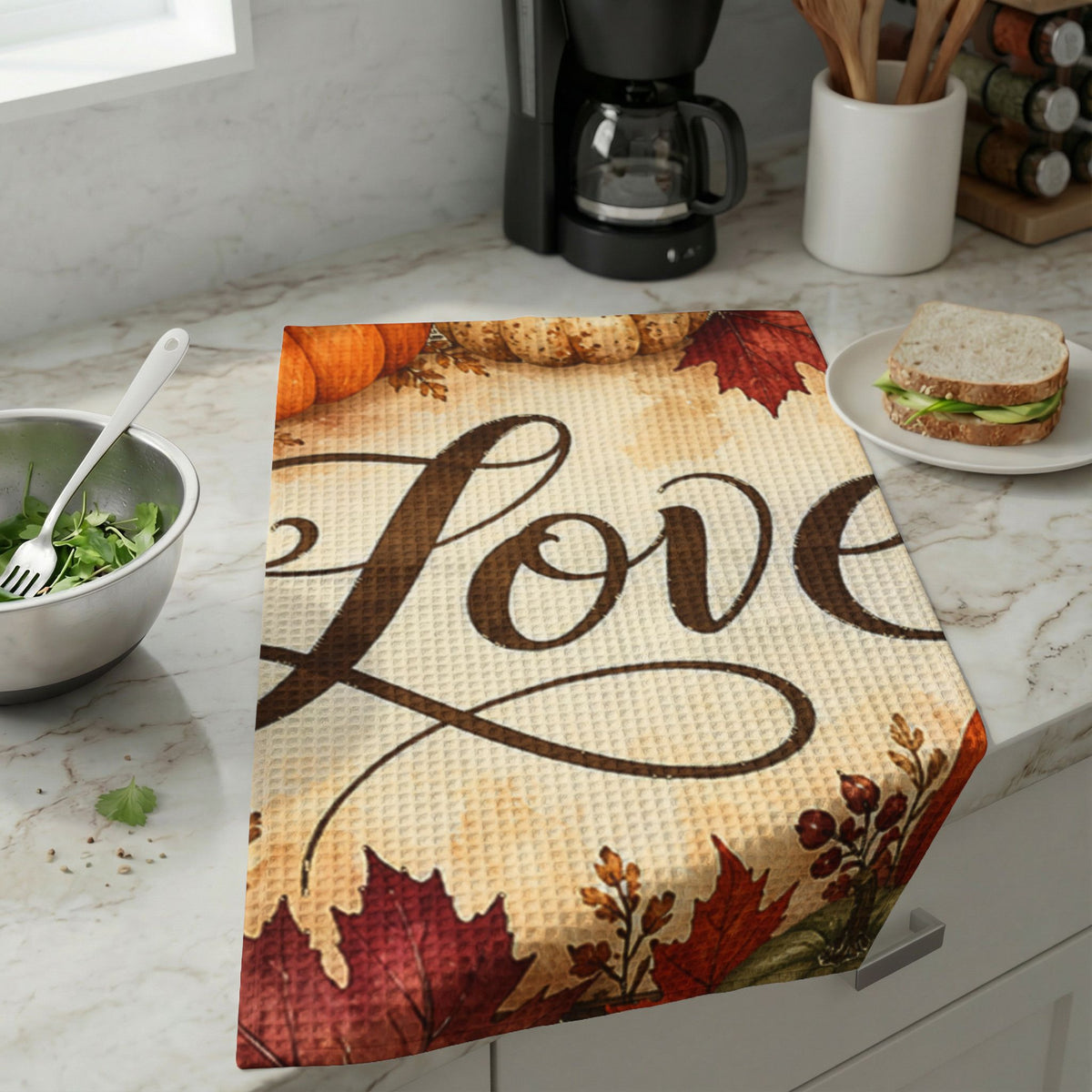 Autumn Pumpkin Love Bath Hand Towel Soft Guest Towel Fall Halloween Thanksgiving Gift