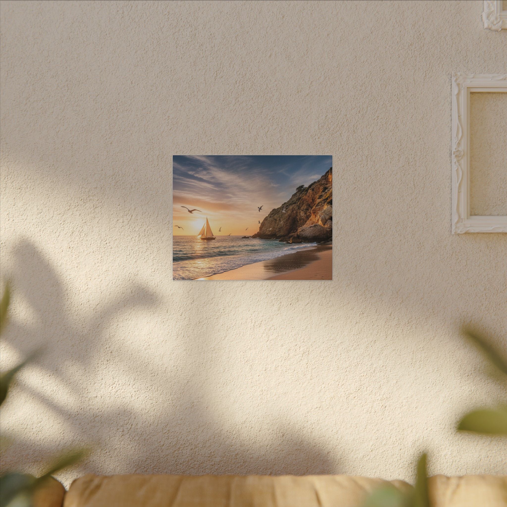 Seaside Sunset Sail Canvas
