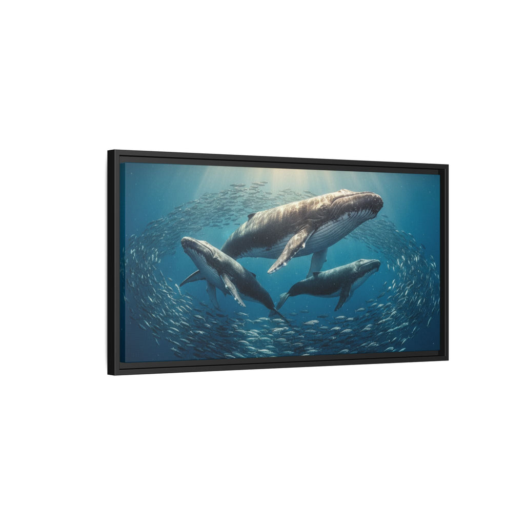 Whale Family Canvas Wall Art - Framed - Stunning