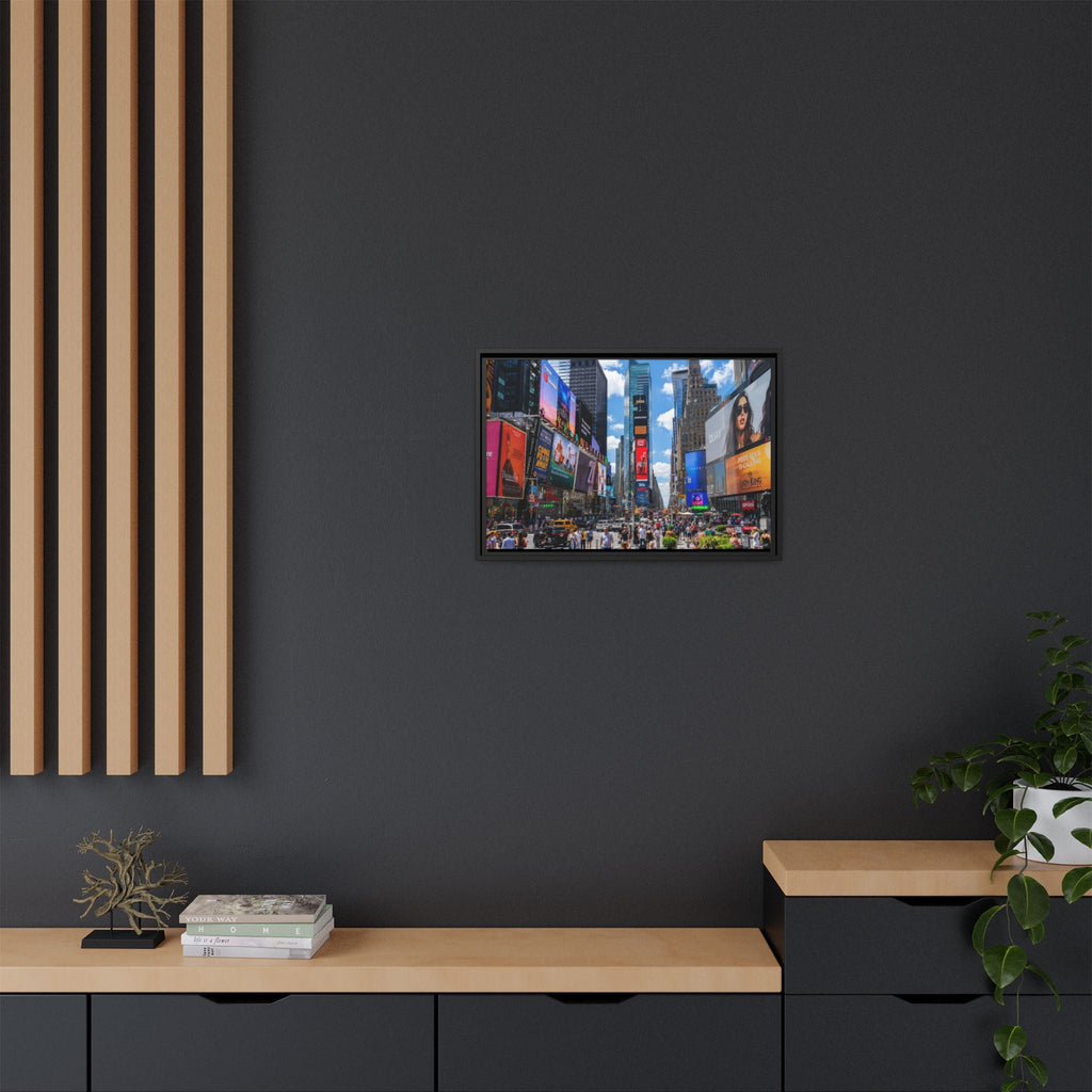 Times Square New York Matte Canvas Framed Wall Art — Vibrant Cityscape Photography