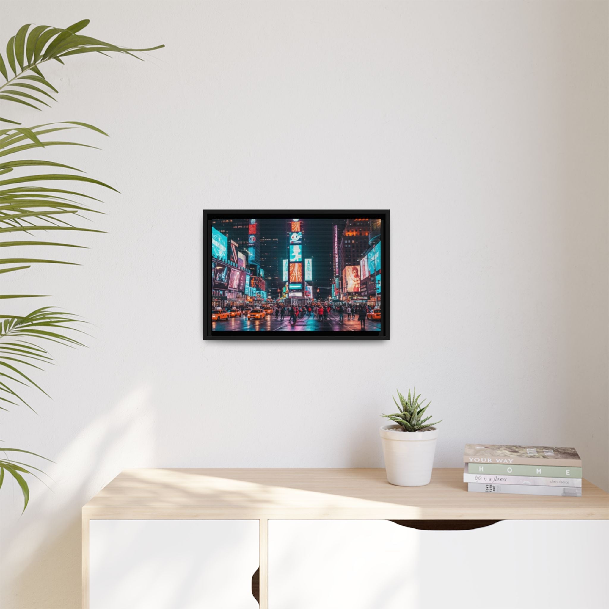 New york / Japan Nightskape Cityskape Framed Canvas Art - Stunning