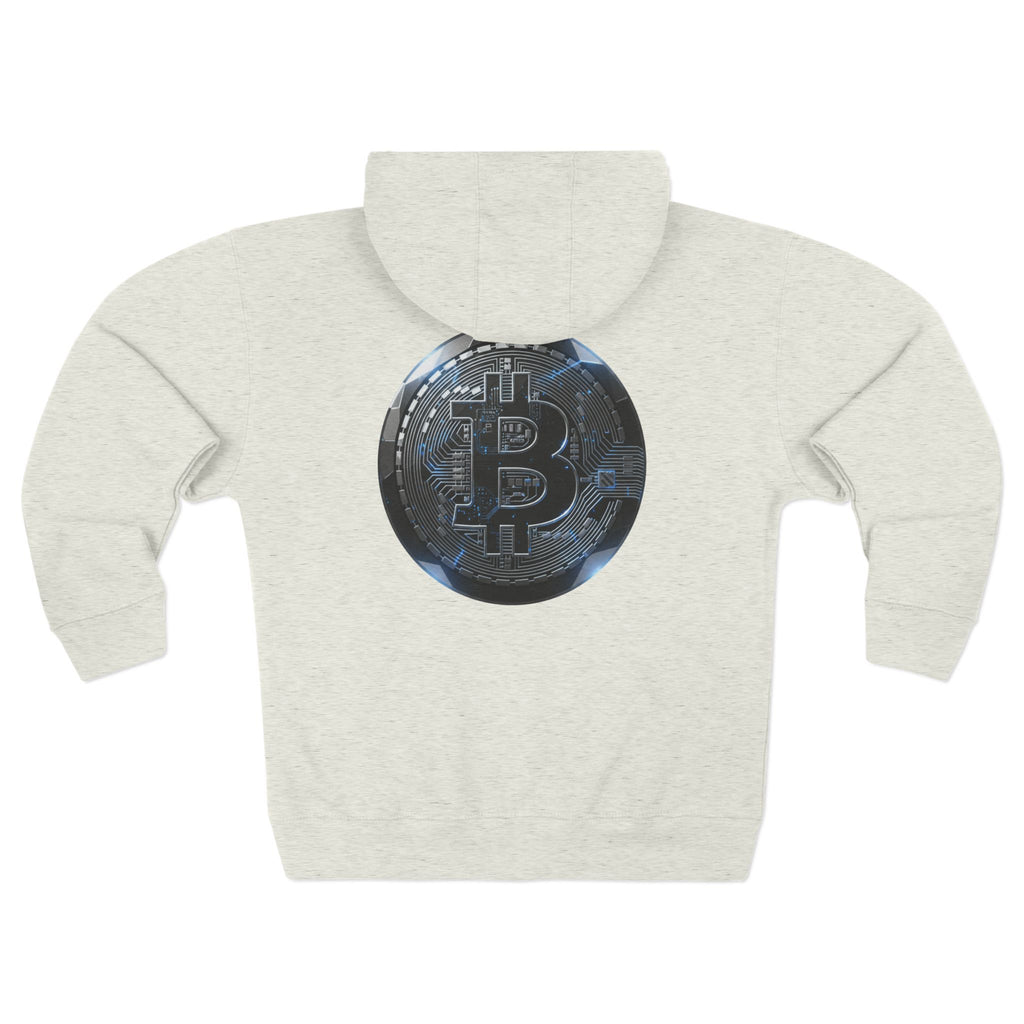 Bitcoin Coin Zip Hoodie — Crypto Logo Zip-Up Hoodie for Bitcoin Enthusiasts