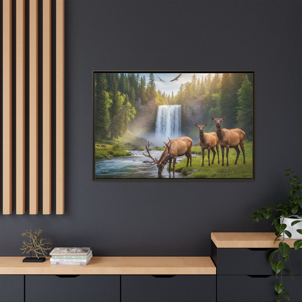 Elk Forest Landscape Wall Art - Eagles Flying - Stunning