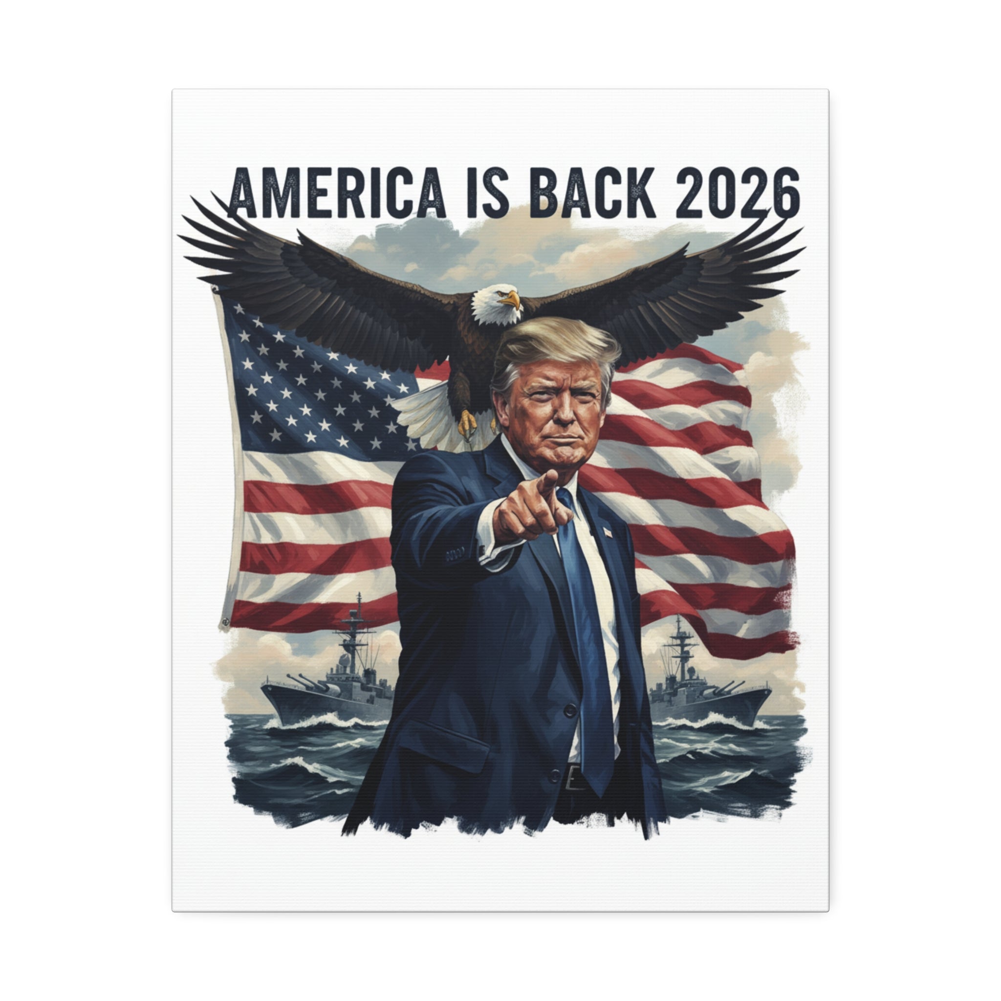 Patriotic 'America Is Back 2026' Canvas Wall Art