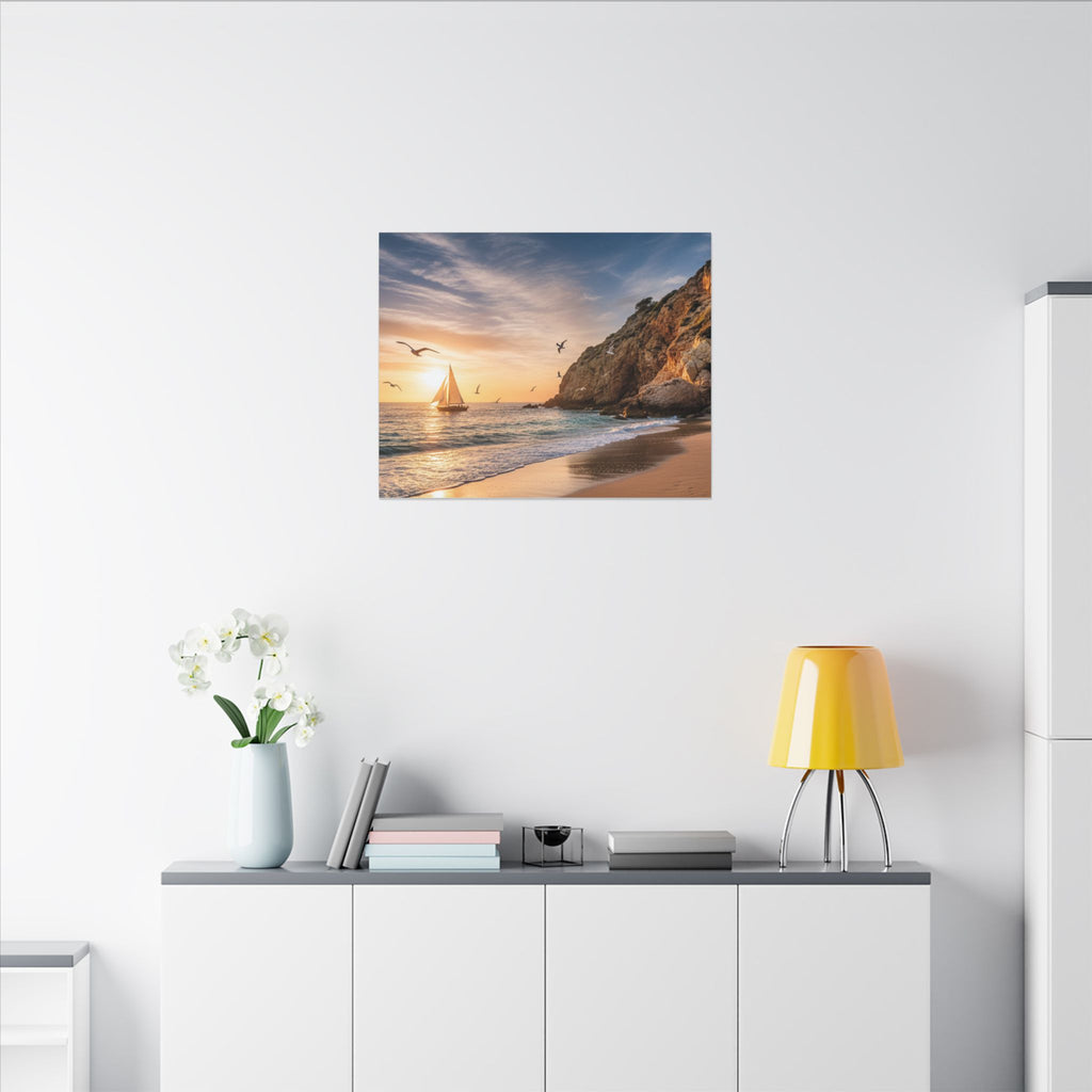 Seaside Sunset Sail Canvas