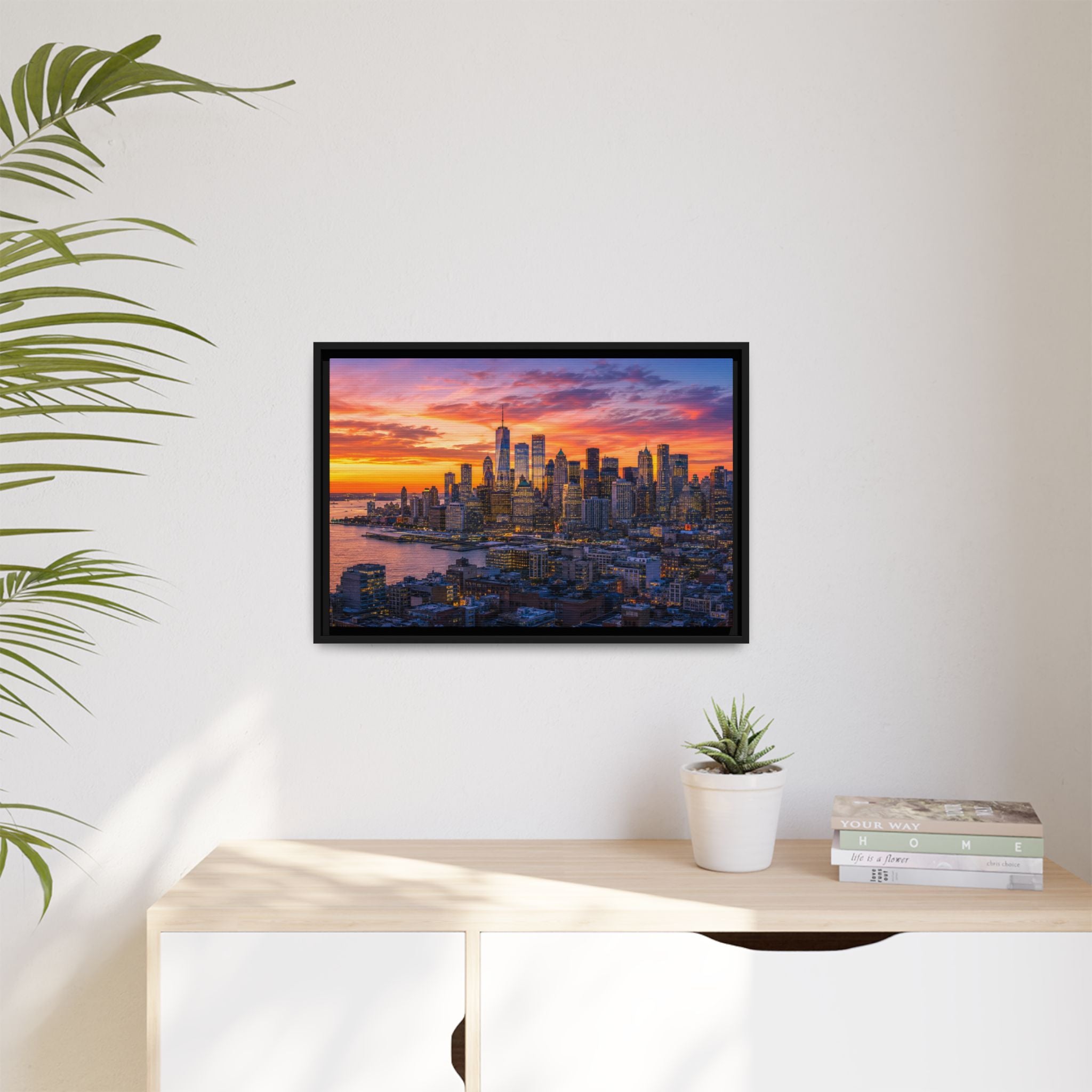 New York City Stunning — Vibrant Skyline Sunset Canvas Wall Art