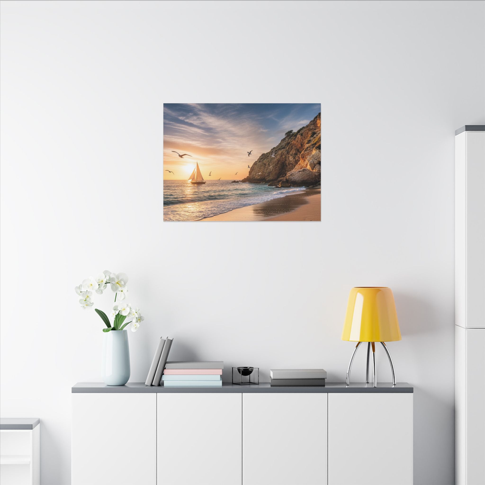 Seaside Sunset Sail Canvas