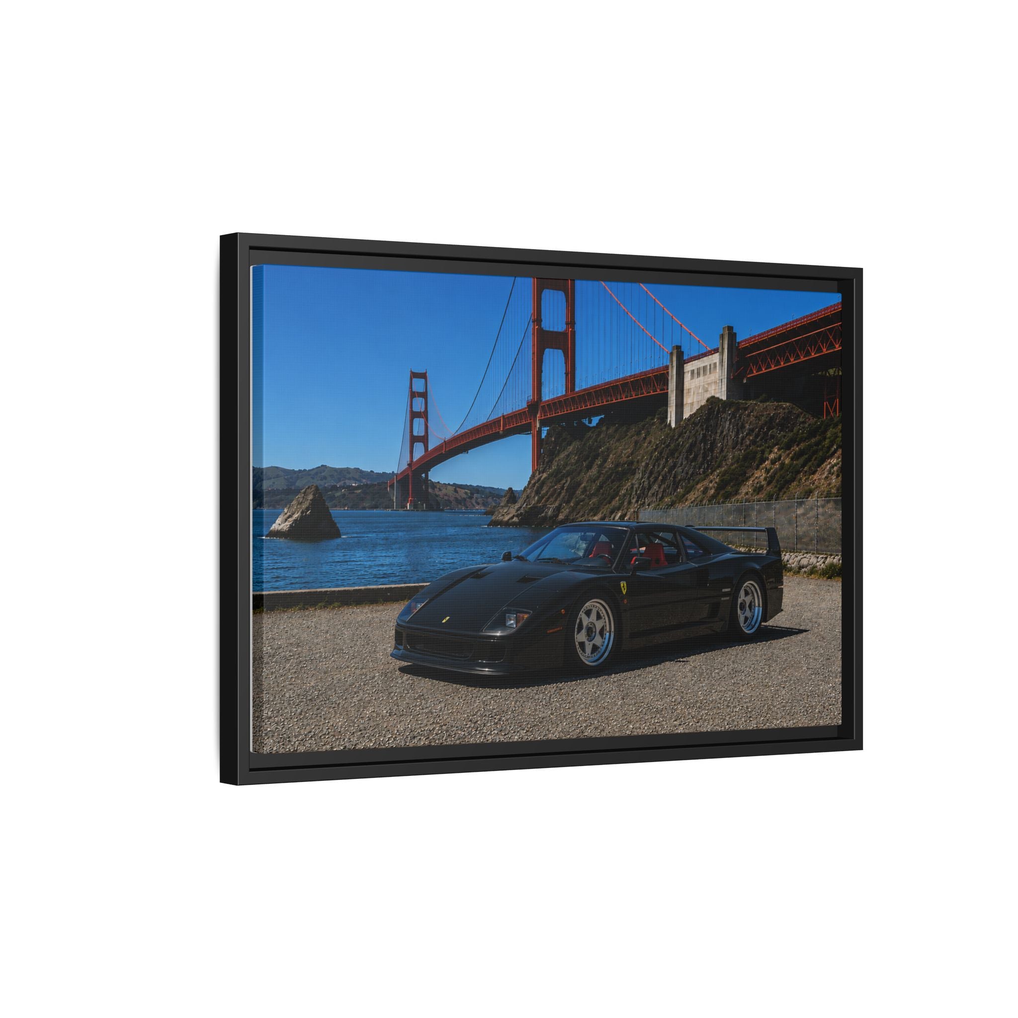 Ferrari F40 1987 At Golden Gate — Stunning Framed Matte Canvas Wall Art