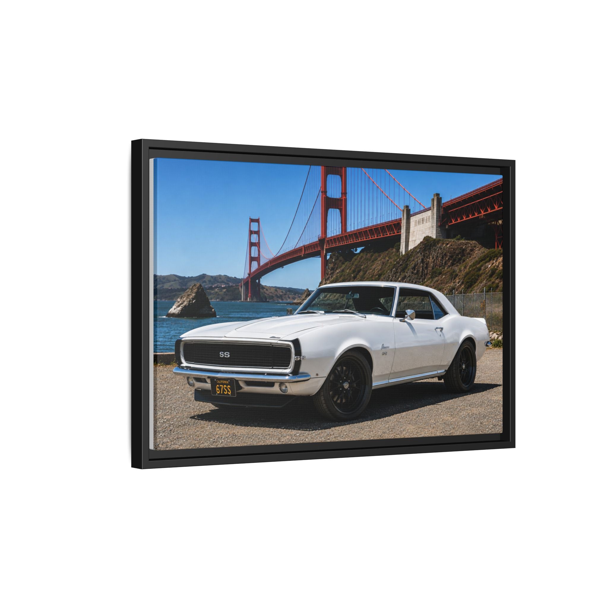 Camaro 1967 Classic On Framed Canvas — By The Golden Gate Bridge
