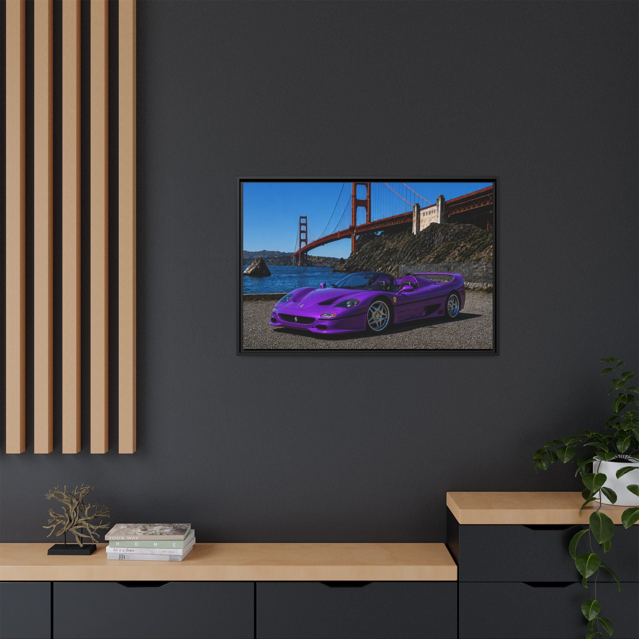 Ferrari F50 1995 — Stunning Canvas Print - At Golden Gate Bridge