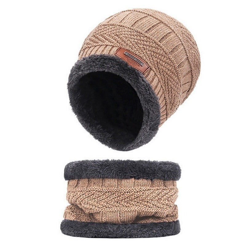 Winter Warmth And Thickening Hat Scarf Scarf Solid Color Touch Screen Gloves Three Sets Of Adults