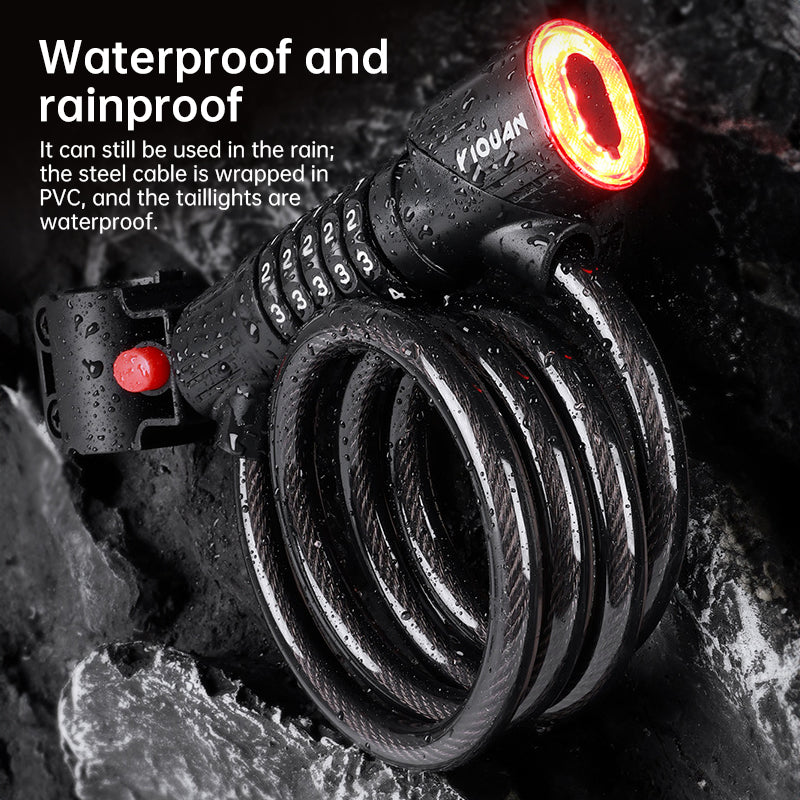 5-Digit Password Bike Lock with Safety Tail Light