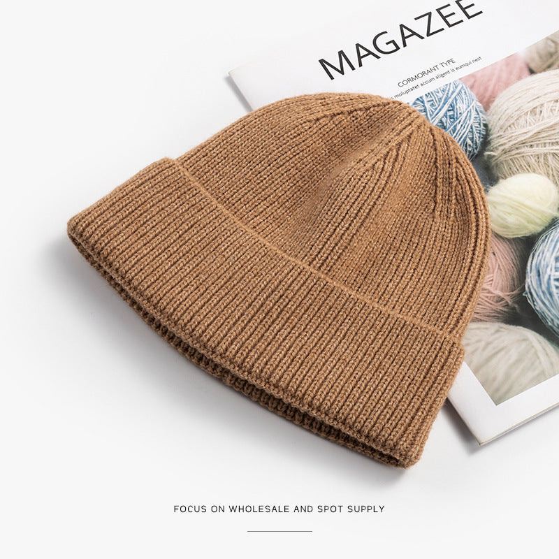 Winter Thick Warm Knitted Hat for Men, Cycling Windproof Ear Protection Beanie, Solid Color Woolen Hooded Hat