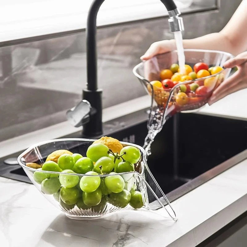Fruit Vegetable Sink Drain Strainer Multifunctional Organizer Container Rice Bowl Colander Sink Washing Basket Home Organizer