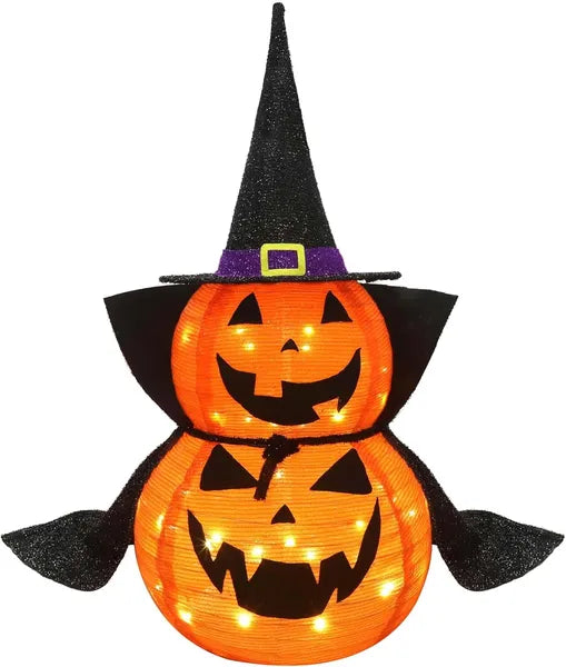 3FT Halloween Collapsible Pumpkin Decoration, 50 LED Pop-Up Pumpkin Lamp With
